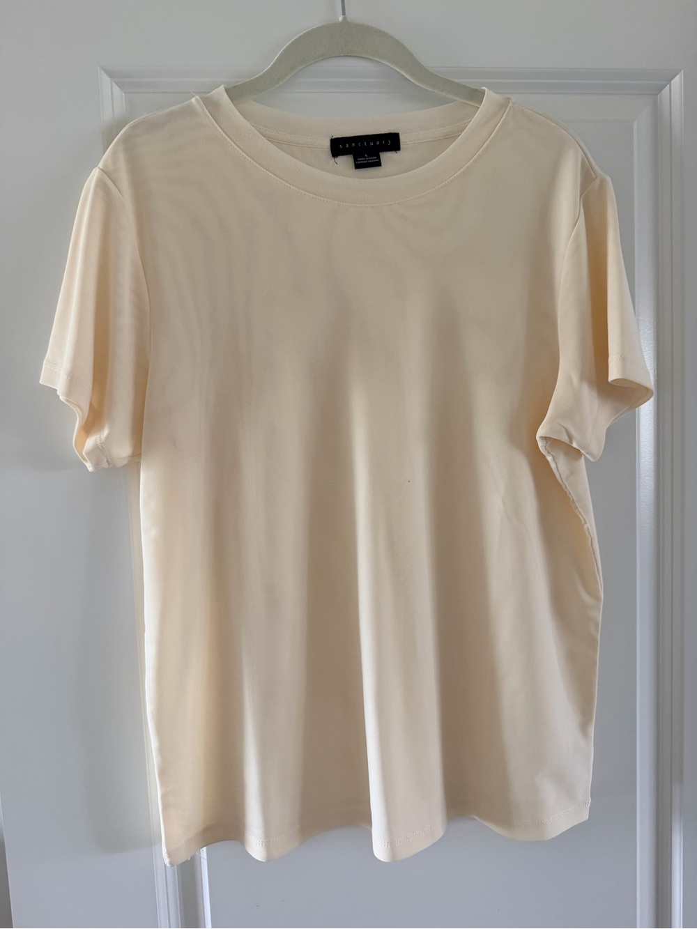 Sanctuary Short Sleeve lined mesh Crewneck Tee - Cream